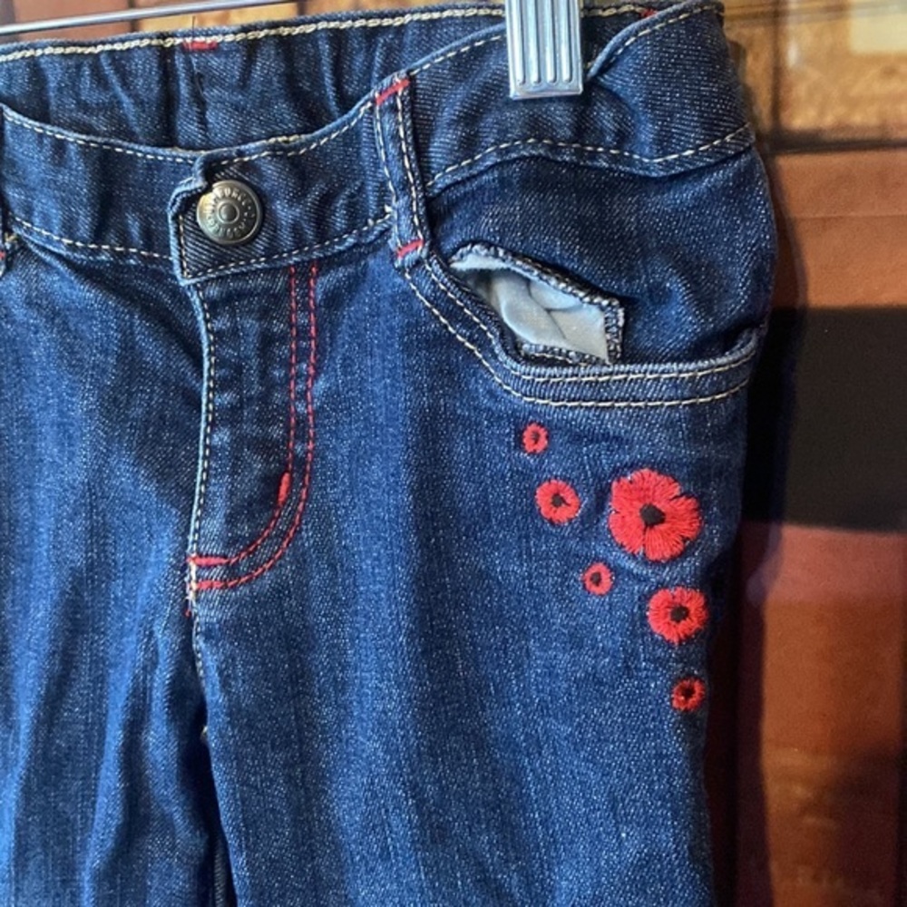 Gymboree Floral Embroidered Jeans Adjustable Waist Size 6